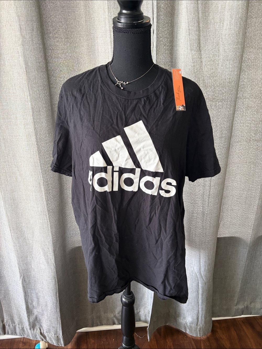 adidas Black Tee with Large White Logo